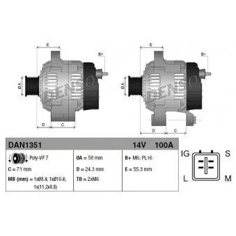 Alternateur DENSO DAN1351
