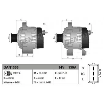 Alternateur DENSO DAN1355