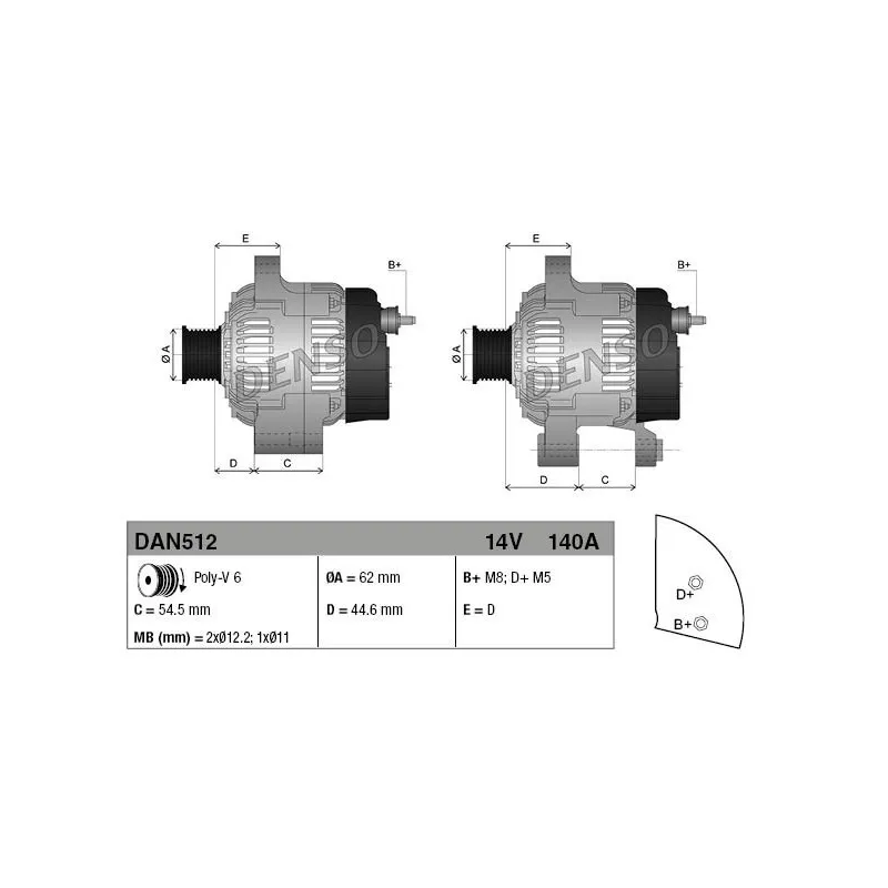 Alternateur DENSO DAN512
