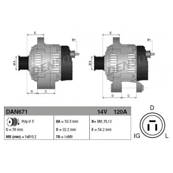Alternateur DENSO DAN671