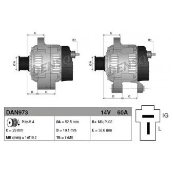 Alternateur DENSO DAN973