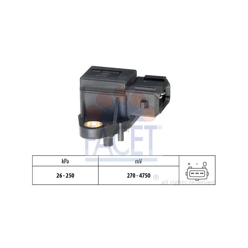 Capteur, pression de suralimentation FACET 10.3117