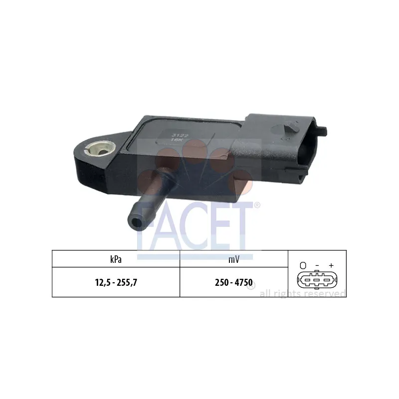 Capteur, pression de suralimentation FACET 10.3122