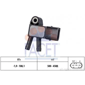 Capteur, pression des gaz échappement FACET 10.3294