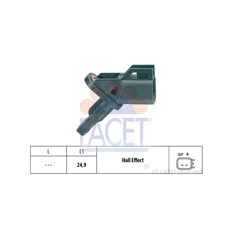 Capteur, vitesse de roue FACET 21.0002