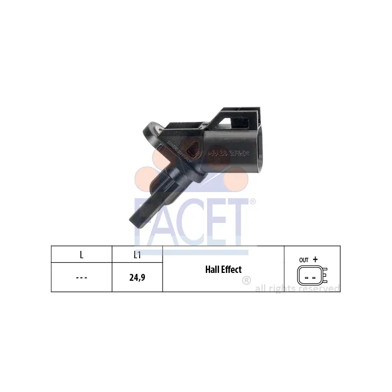 Capteur, vitesse de roue FACET 21.0005
