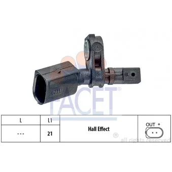 Capteur, vitesse de roue FACET 21.0011