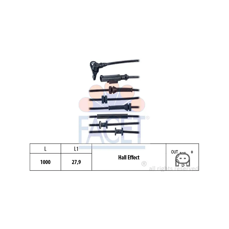 Capteur, vitesse de roue FACET 21.0020