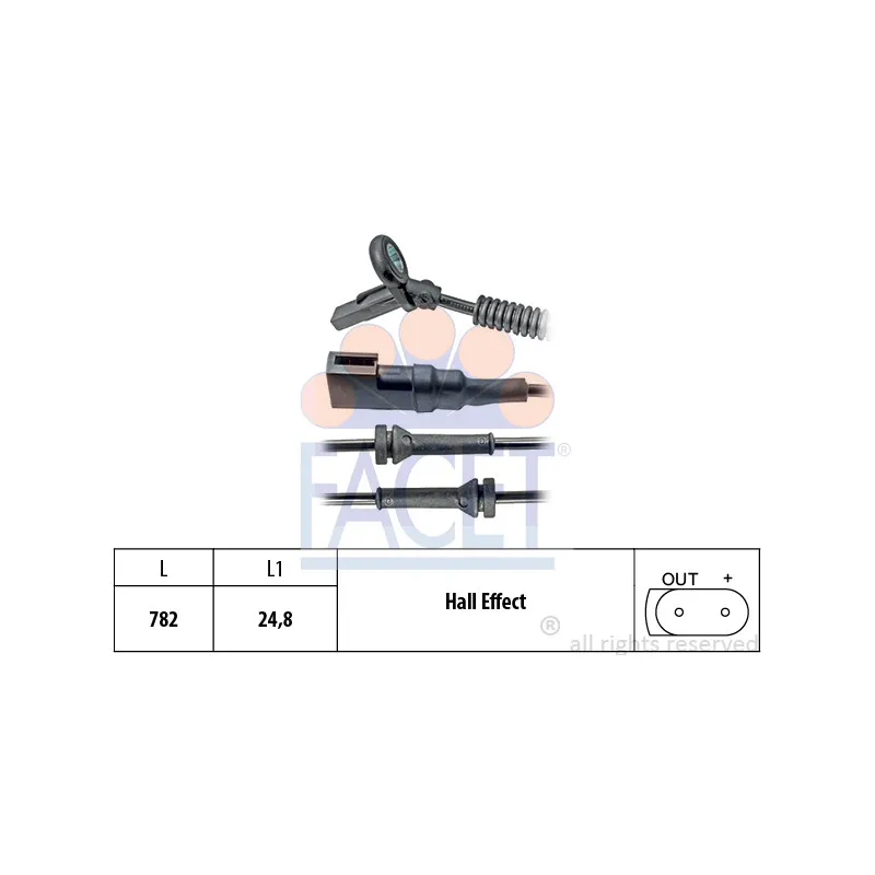 Capteur, vitesse de roue FACET 21.0024