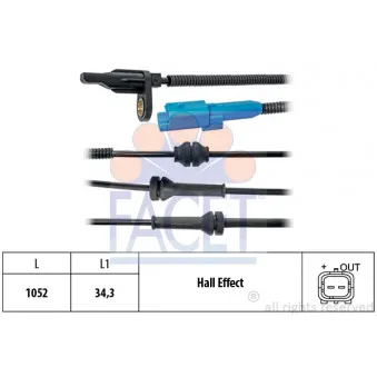 Capteur, vitesse de roue FACET 21.0025