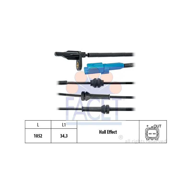 Capteur, vitesse de roue FACET 21.0025