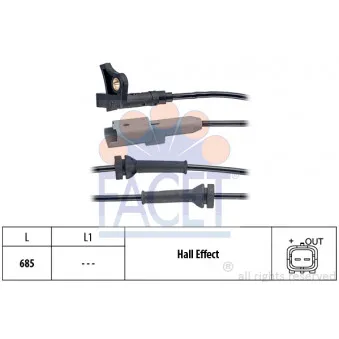 Capteur, vitesse de roue FACET 21.0035