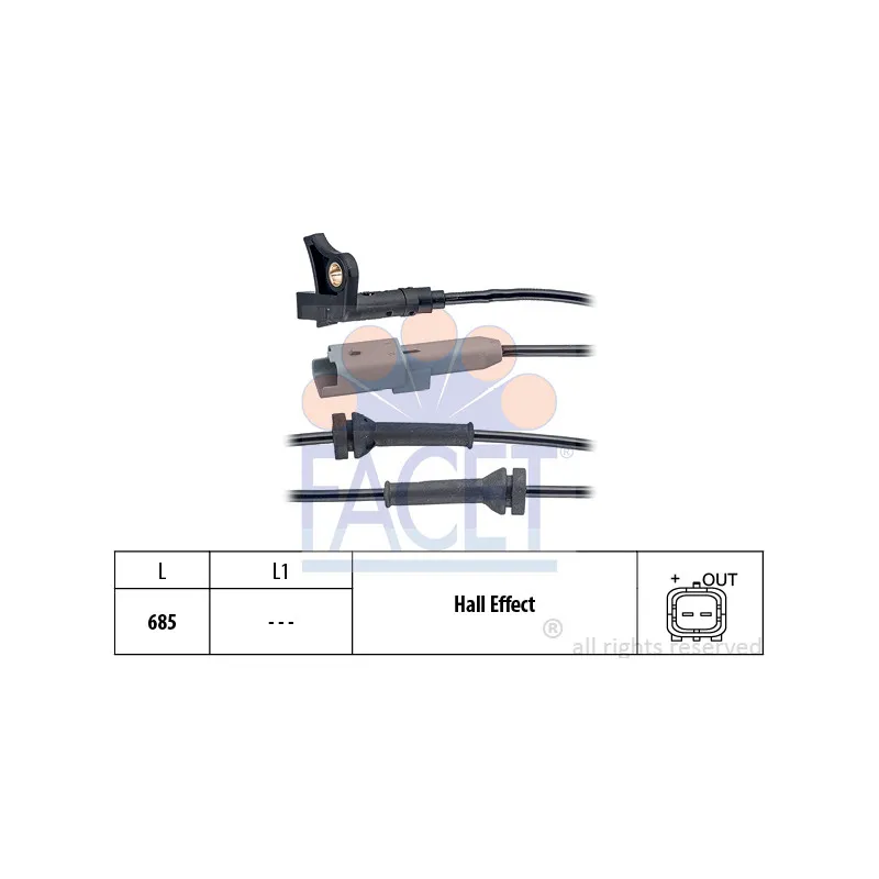 Capteur, vitesse de roue FACET 21.0035