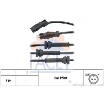 Capteur, vitesse de roue FACET 21.0054