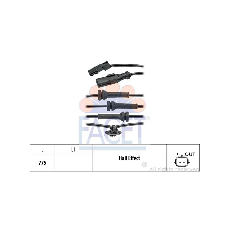 Capteur, vitesse de roue FACET 21.0055