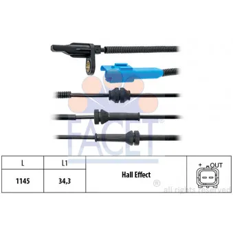 Capteur, vitesse de roue FACET 21.0062