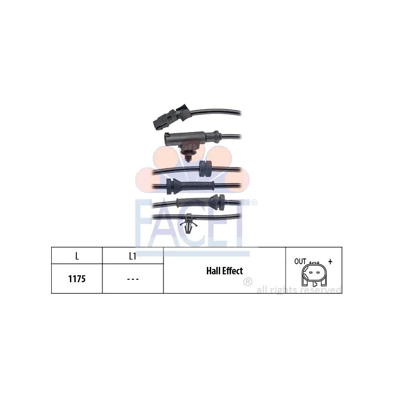 Capteur, vitesse de roue FACET 21.0071