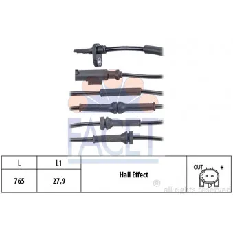 Capteur, vitesse de roue FACET 21.0074