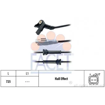 Capteur, vitesse de roue FACET 21.0092