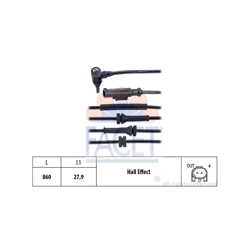 Capteur, vitesse de roue FACET 21.0098