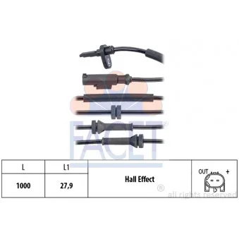 Capteur, vitesse de roue FACET 21.0143