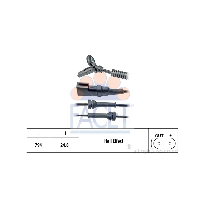 Capteur, vitesse de roue FACET 21.0151
