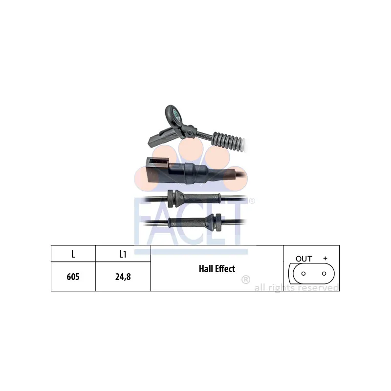 Capteur, vitesse de roue FACET 21.0152