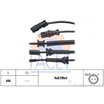 Capteur, vitesse de roue FACET 21.0157