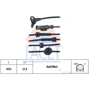 Capteur, vitesse de roue FACET 21.0164