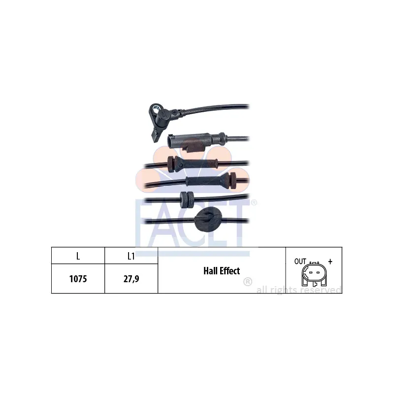 Capteur, vitesse de roue FACET 21.0164
