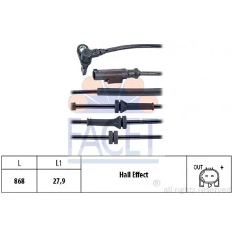 Capteur, vitesse de roue FACET 21.0165