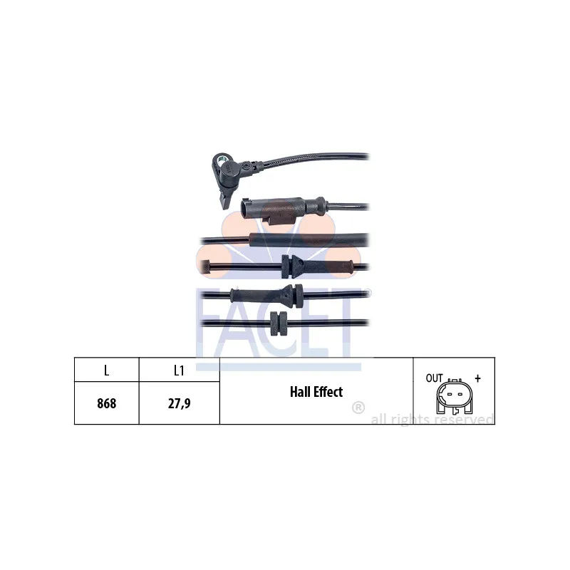 Capteur, vitesse de roue FACET 21.0165