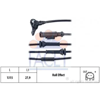 Capteur, vitesse de roue FACET 21.0168
