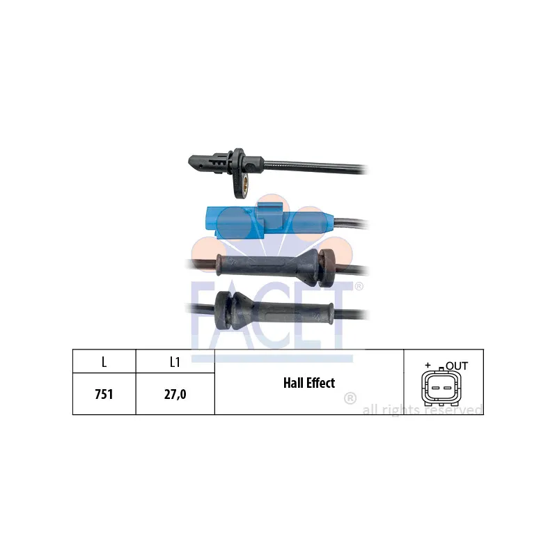 Capteur, vitesse de roue FACET 21.0182
