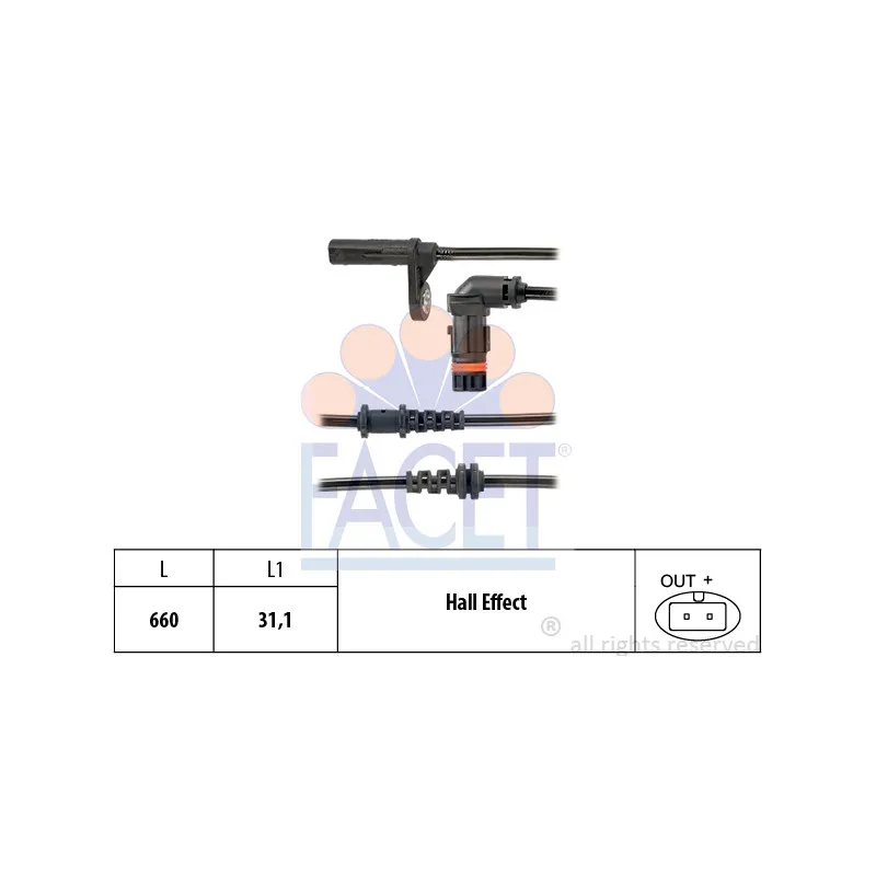 Capteur, vitesse de roue FACET 21.0185