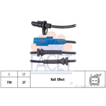 Capteur, vitesse de roue FACET 21.0205