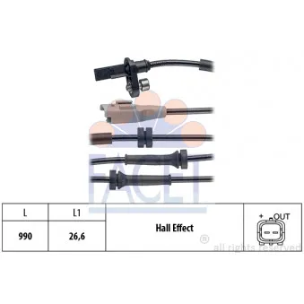 Capteur, vitesse de roue FACET 21.0209