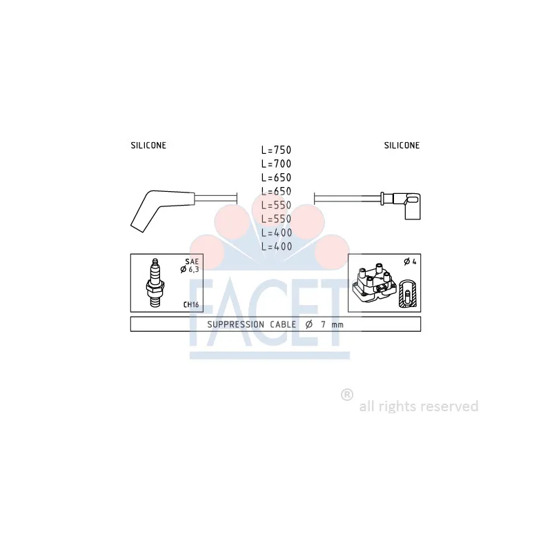 Kit de câbles d'allumage FACET 4.7107