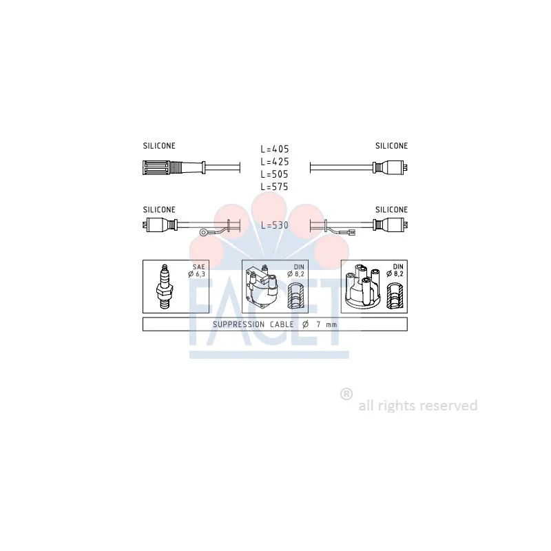 Kit de câbles d'allumage FACET 4.8386