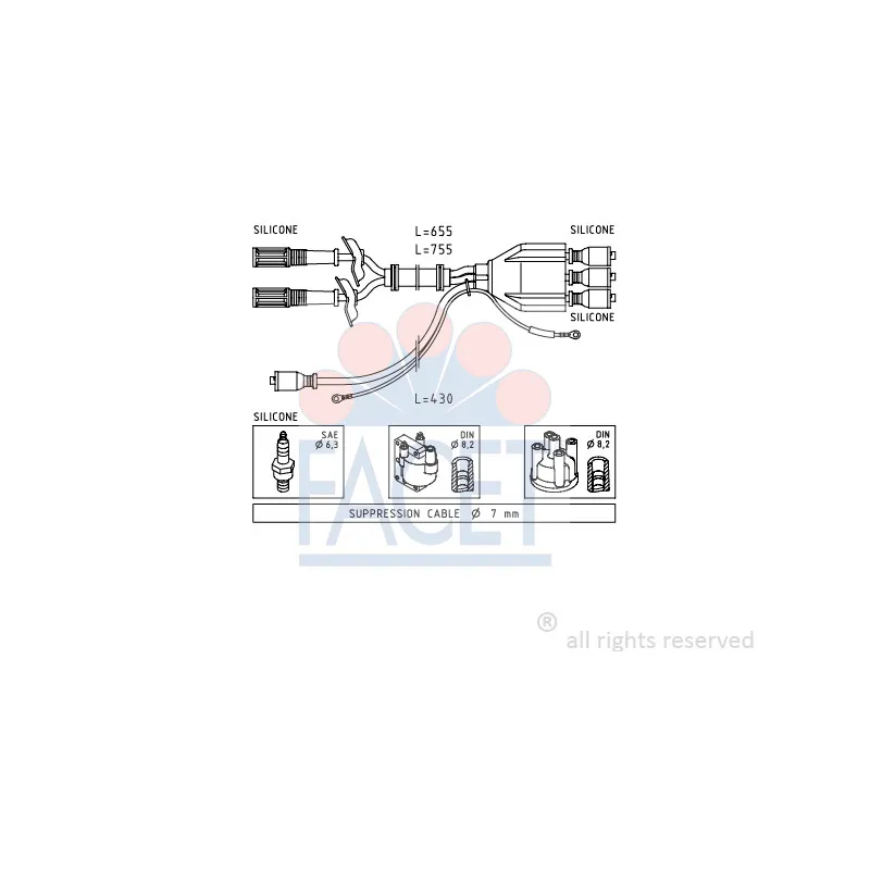 Kit de câbles d'allumage FACET 4.8507