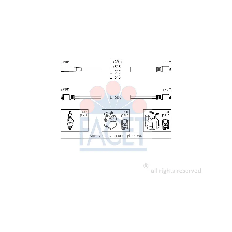 Kit de câbles d'allumage FACET 4.8511