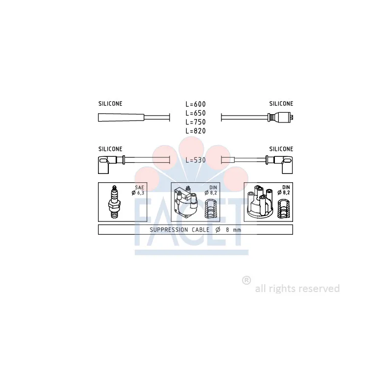 Kit de câbles d'allumage FACET 4.9078