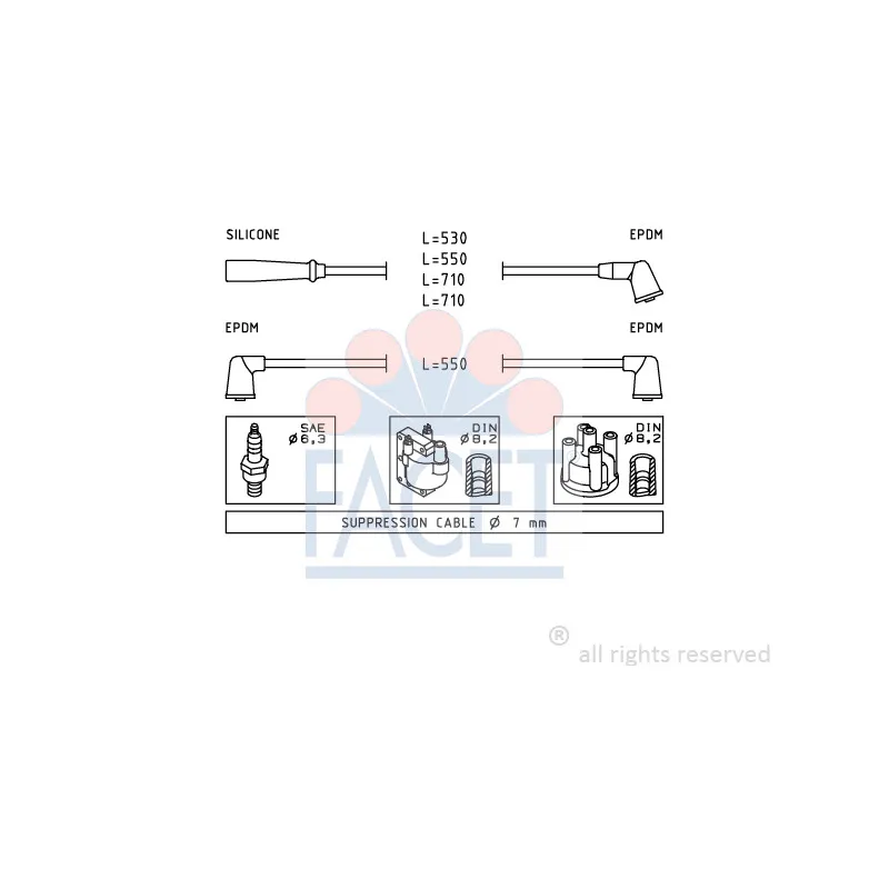 Kit de câbles d'allumage FACET 4.9413