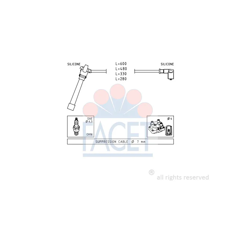 Kit de câbles d'allumage FACET 4.9505
