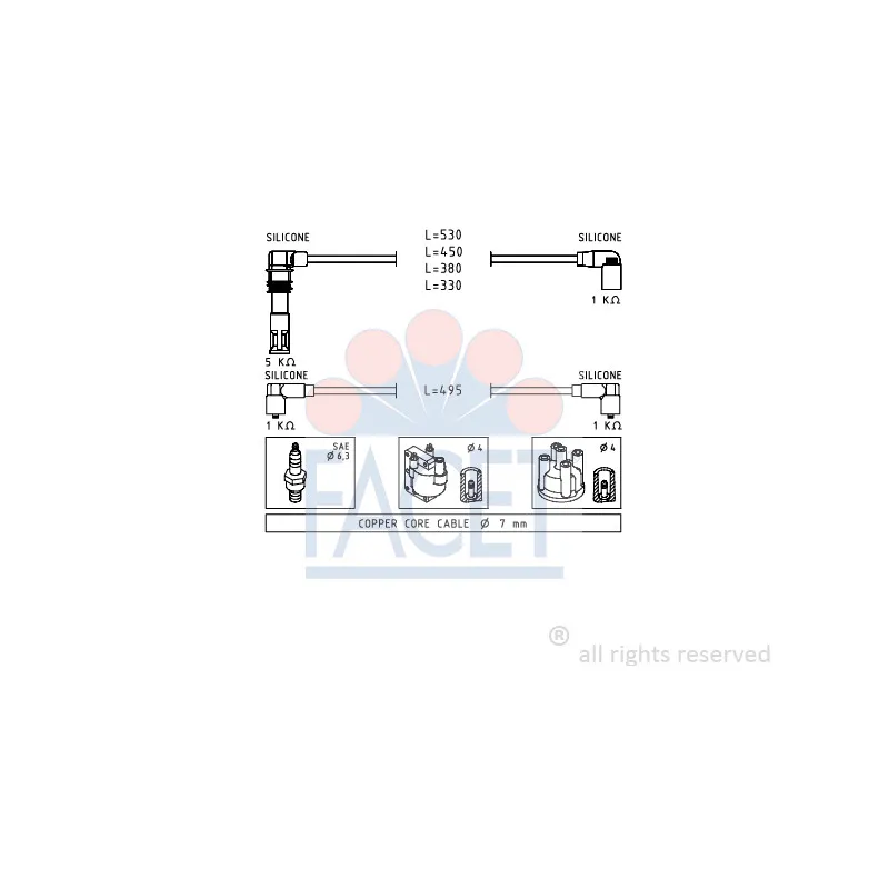Kit de câbles d'allumage FACET 4.9580