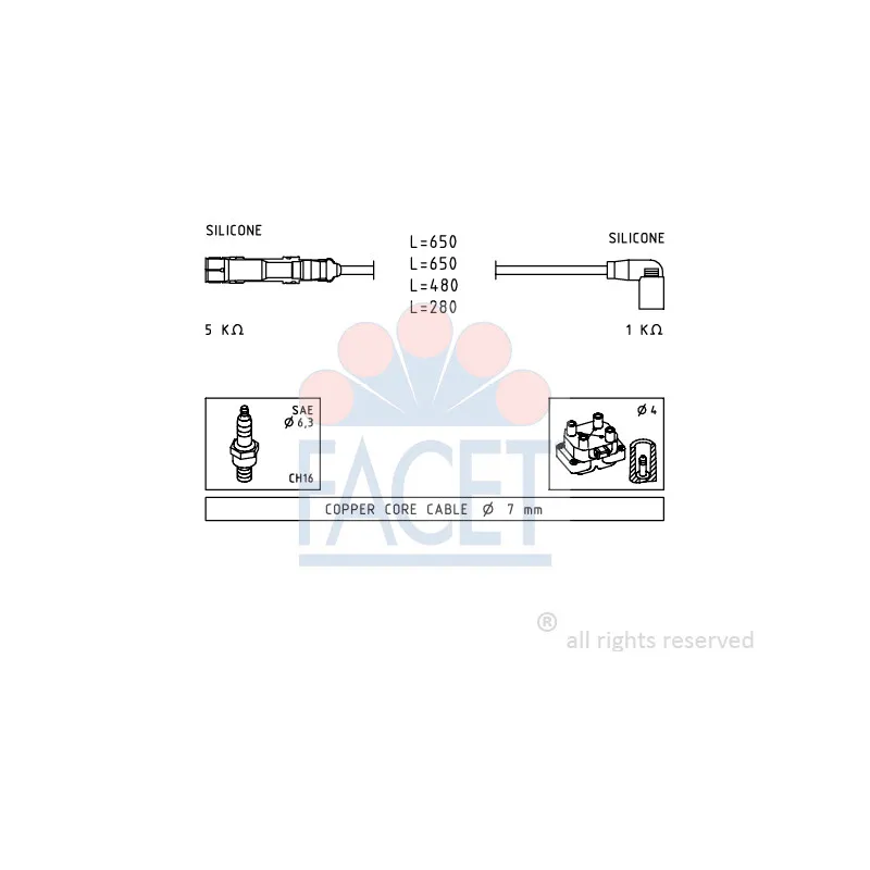 Kit de câbles d'allumage FACET 4.9585