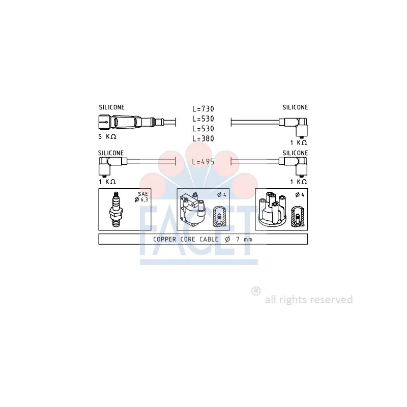 Kit de câbles d'allumage FACET 4.9640