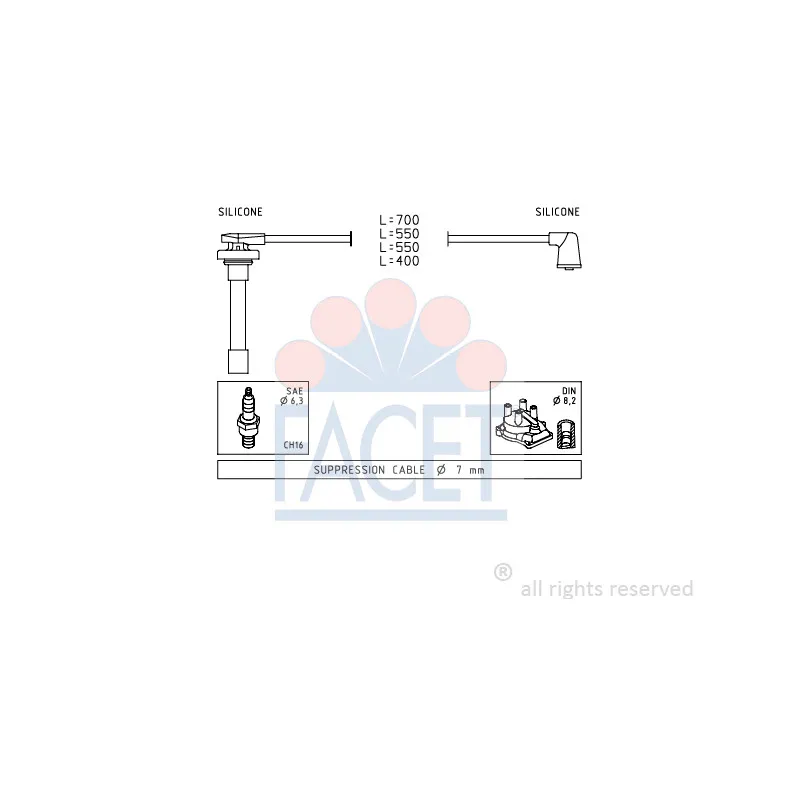 Kit de câbles d'allumage FACET 4.9711