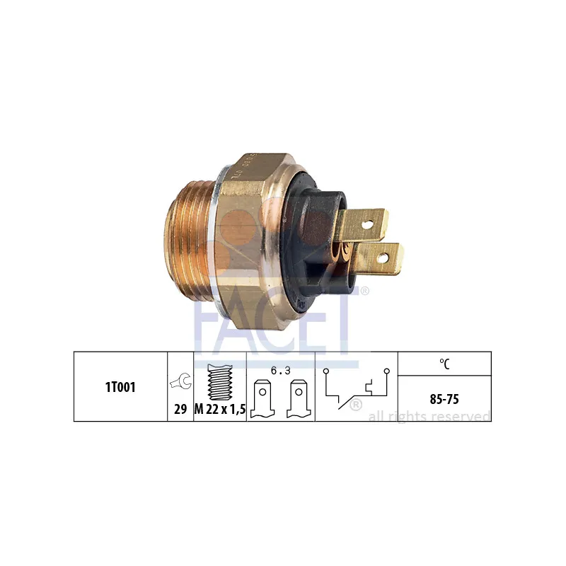 Interrupteur de température, ventilateur de radiateur FACET 7.5008