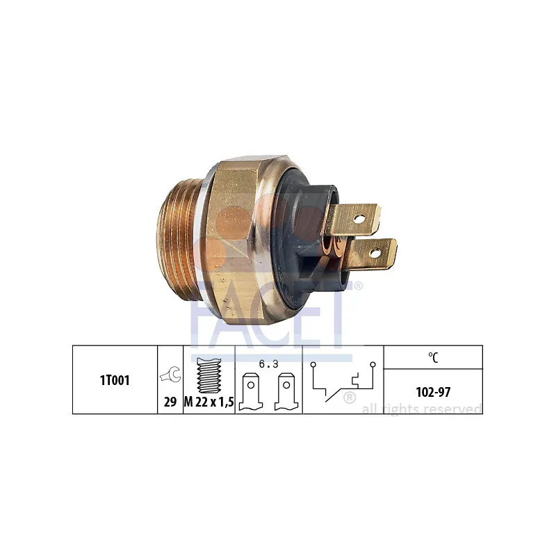 Interrupteur de température, ventilateur de radiateur FACET 7.5013